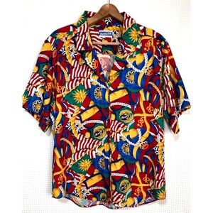 Vintage Pendleton TALL Womens 12 Large Captain Nautical Flag Button Up Shirt i